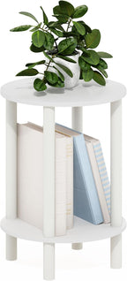 TURN-N-TUBE Toolless 2-Tier Round Side Table, White