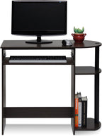 Simplistic Easy Assembly Computer Desk, With Keyboard Tray, Dark Brown/Black