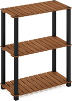 Pangkor 3-Tier Turn-N-Tube Indoor Outdoor Plant Shelf Wood Stand with Square Poles, Natural/Black