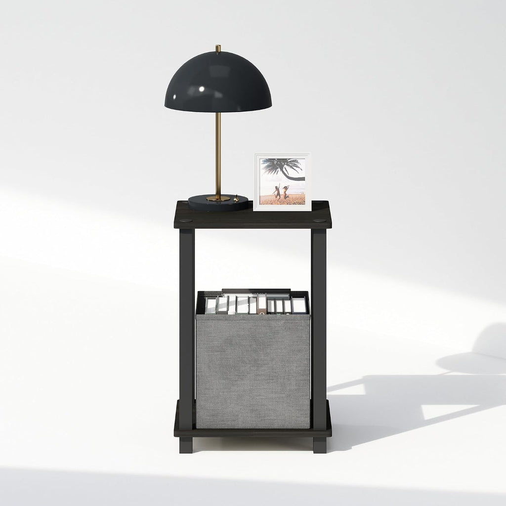 Simplistic Toolless 2-Tier Compact Night Stand, Espresso