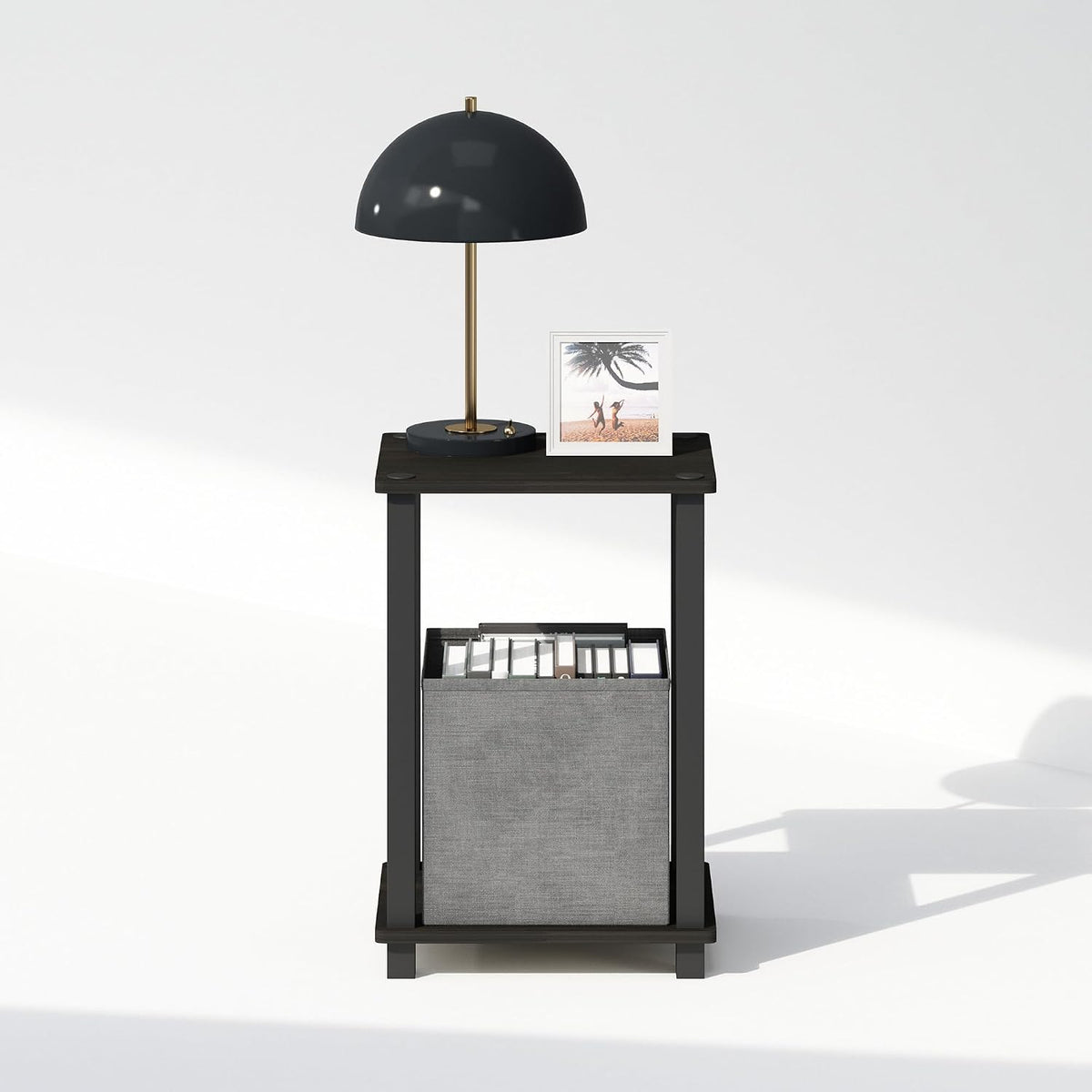 Simplistic Toolless 2-Tier Compact Night Stand, Espresso