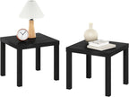 Classic Homey Square Parsons Side End Table, Set of 2, Black
