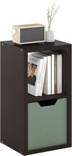CUBICLE 2-Cube Book Shelf, Extra Thick Frame Bookshelf, Dark Oak