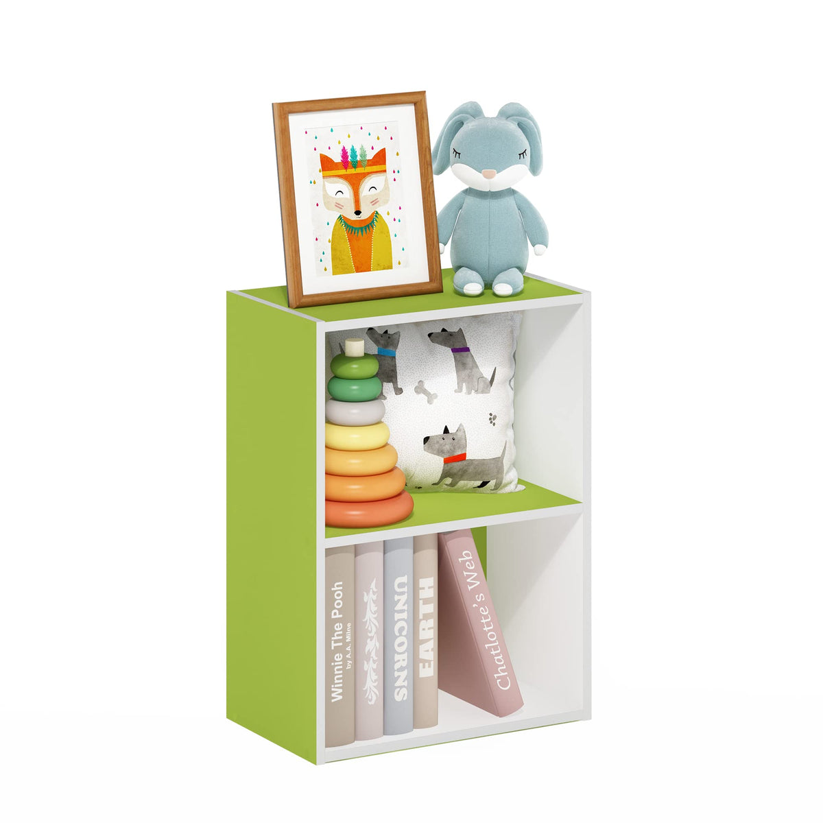 4-Tier Book Shelf, Open Shelves Bookshelf, Light Blue/White