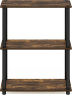 Turn-N-Tube Storage Shelves, 3-Tier Book Shelf, Corner Shelf, Toolless Open Shelves, for Organization and Storage, Living Room, Bedroom, Entryway, Laundry, Amber Oak