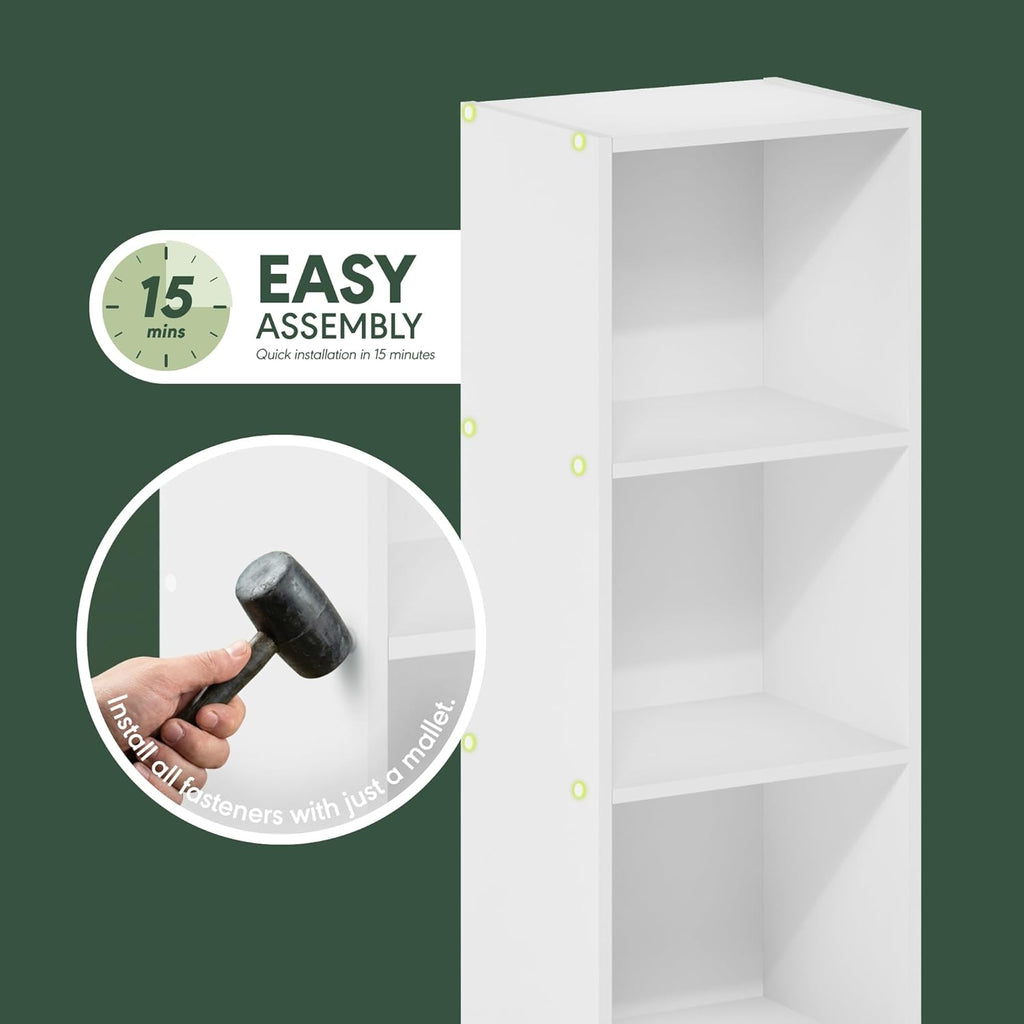 Pasir 3-Tier No Tool Assembly Open Shelf Bookcase, White