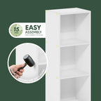 Pasir 3-Tier No Tool Assembly Open Shelf Bookcase, White