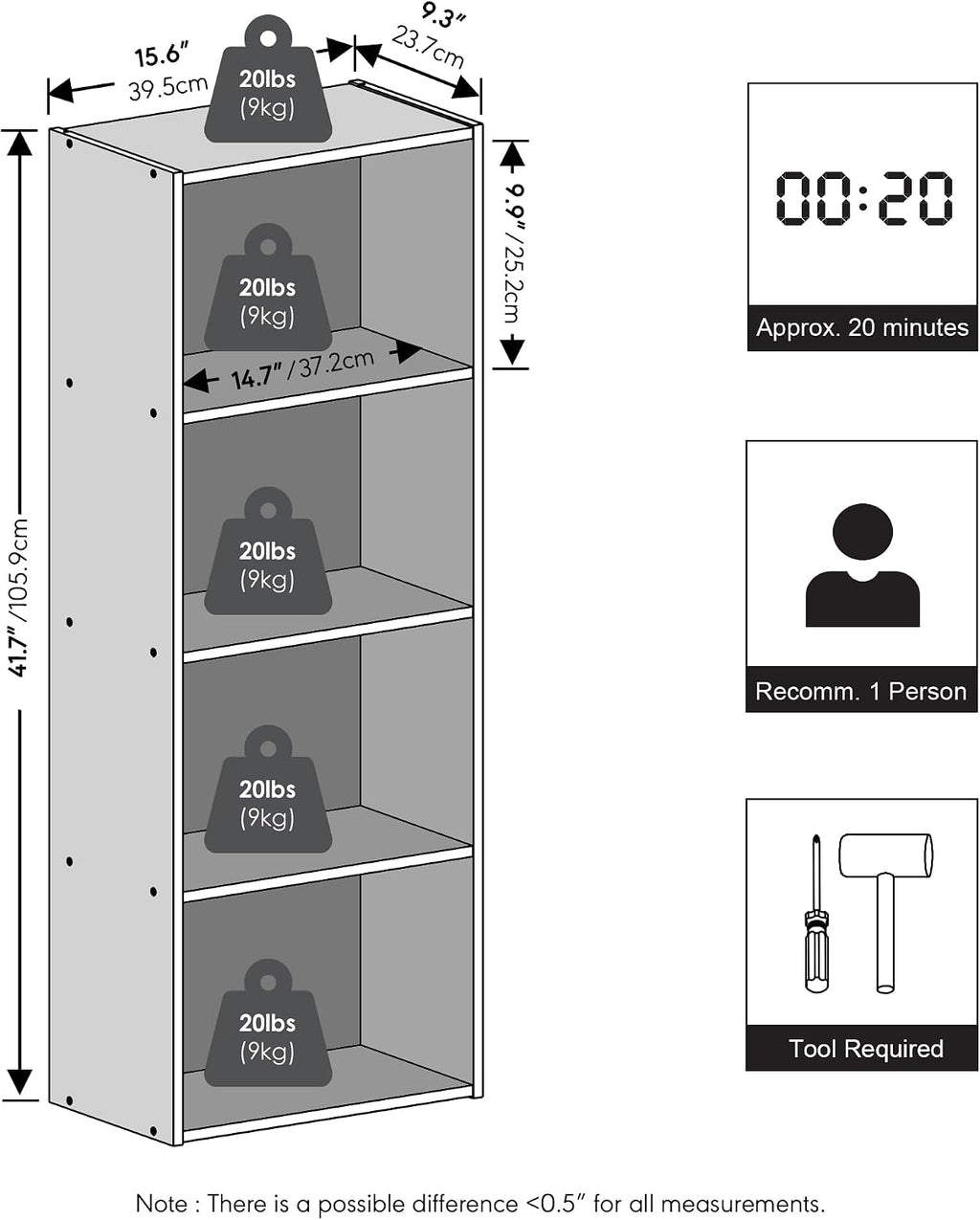 Reed Closet Organizers and Storage, 4-Tier Organizer, Blackwood