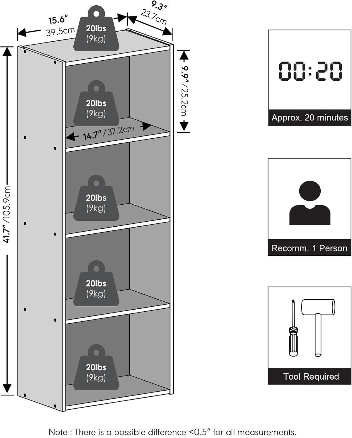 Reed Closet Organizers and Storage, 4-Tier Organizer, Blackwood