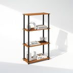 Turn-N-Tube Book Shelf, 4-Tier Bookshelf, Bookcase with Multipurpose Compact Display Rack, 11.6 x 23.6 x 43.2, for Living Room, Bedroom, Home Office, Light Cherry/Black