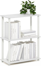 Turn-N-Tube Storage Shelves, 3-Tier Book Shelf, Corner Shelf, Toolless Open Shelves, for Organization and Storage, Living Room, Garage, Home Office, White