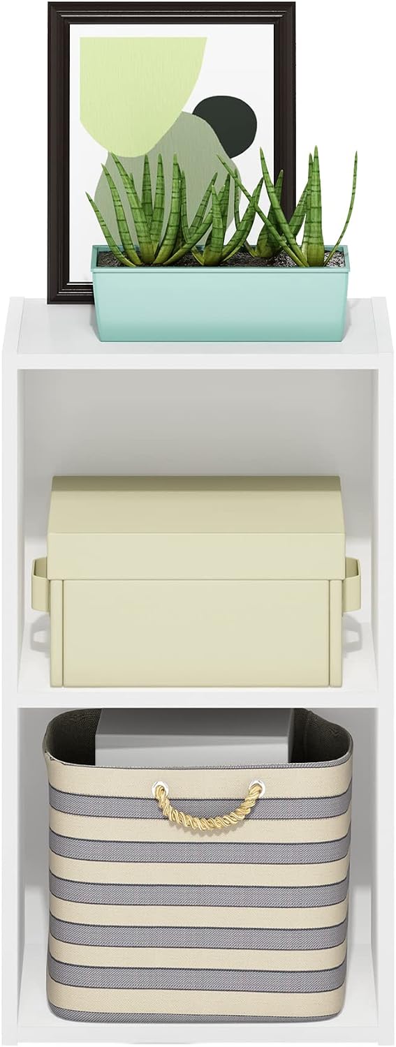 PASIR Book Shelf, 2-Tier Modern Bookshelf, Open Shelves Bookcase 9 x 12 x 21, Easy Assembly, for Living Room, Bedroom, Home Office, White