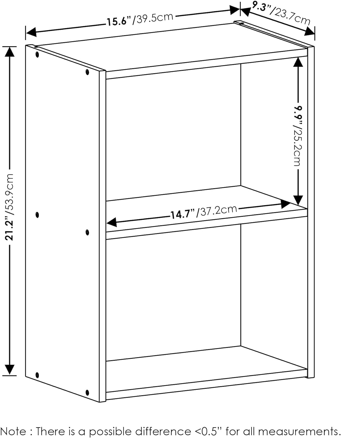 LUDER 2-Tier Book Shelf, Open Shelves Bookshelf, Pink/White