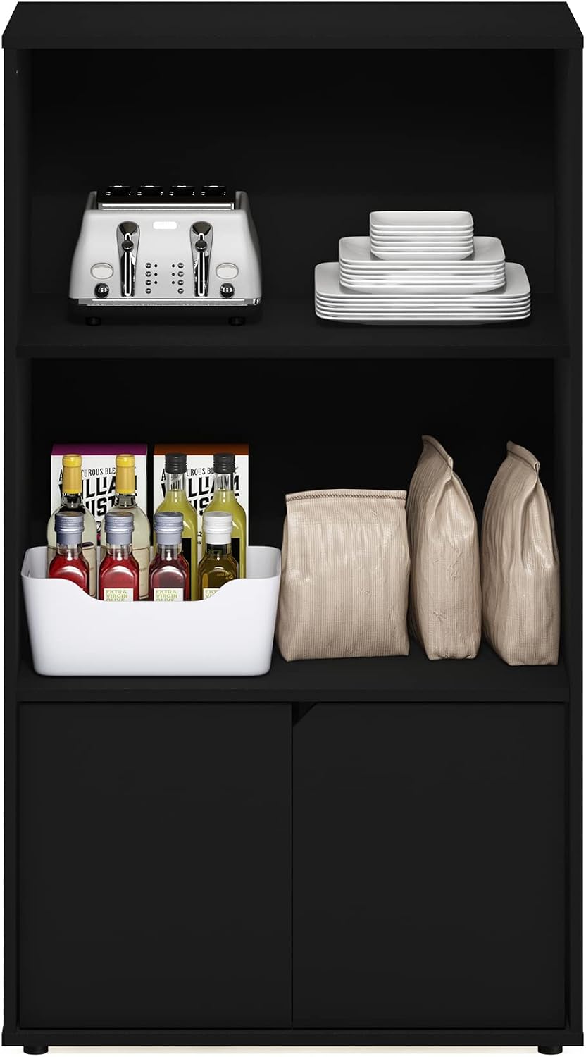 Jaya Kitchen Storage Shelf with Cabinet, Americano