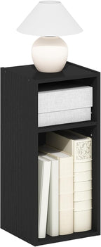 Fulda Book Shelf, 2-Tier Narrow Bookshelf, Bookcase with 10-in Width Storage Shelf, 9.3 x 9.8 x 21.2, for Living Room, Bedroom, Home Office, Blackwood