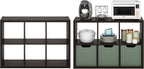 Cubicle Book Shelf Set of 2, 6-Cube Bookshelf, Black Dark Oak