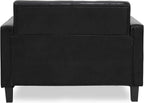 BRIVE 2-Seater Loveseat Sofa, 54" Wide, Black Faux Leather