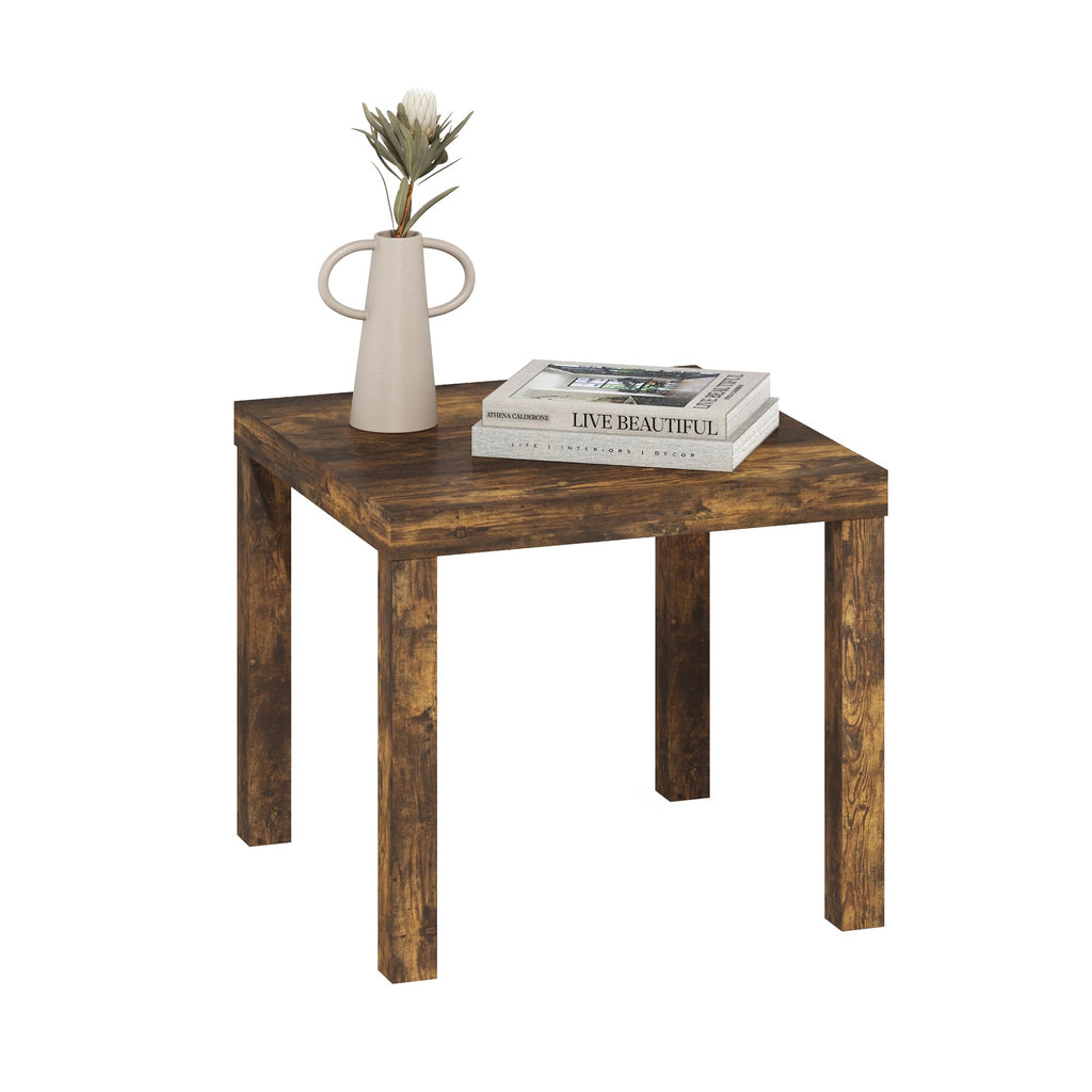 Classic Homey Square Parsons Side End Table, Set of 2, White