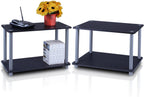 Turn-N-Tube Side Table Set of 2, 2-Tier Modern Rectangle End Table with Open Shelf, Night Stand, Bedside Table, Toolless Assembly, for Living Room, Bedroom, Black
