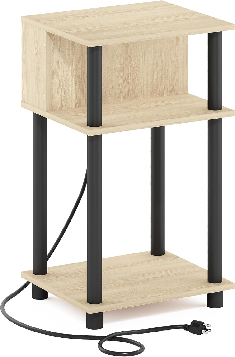 JUST 3-Tier Charging Station Night Stand, Bauhaus Oak