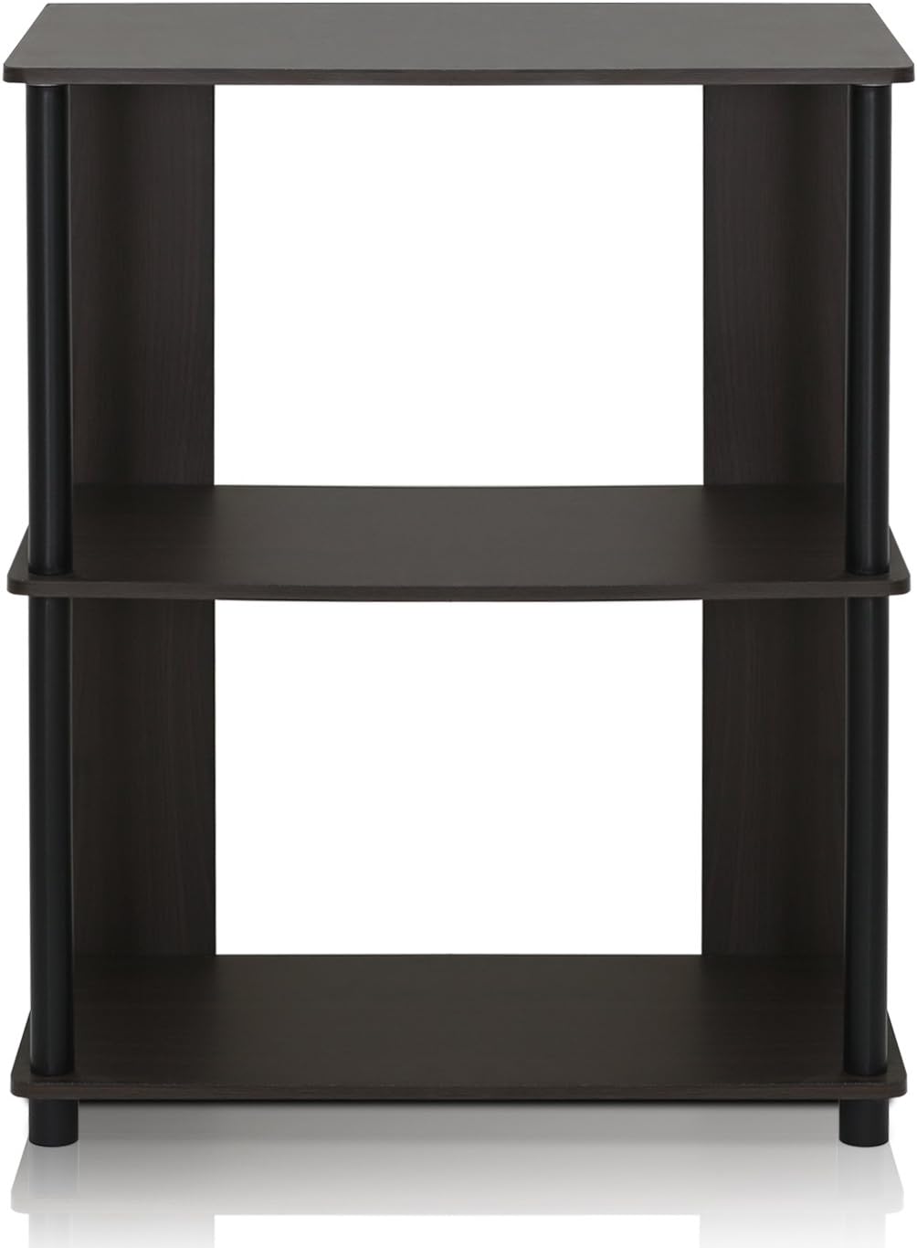 JAYA Simple Design 3-Tier Bookcase / Bookshelf / Display Rack, Plastic Tubes, Walnut