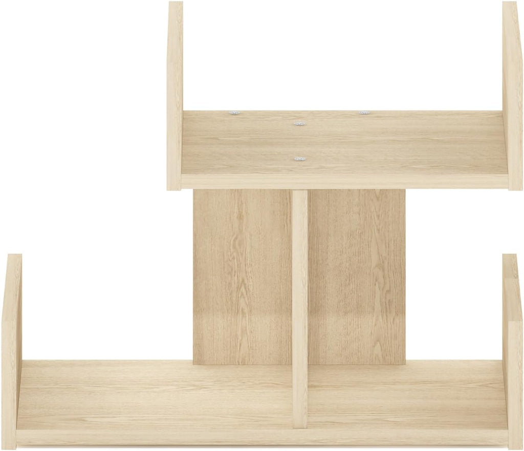 HERMITE Desk File Folder Organizers, 3-Shelf Desktop Office Organization Racks, Desk Top Display Book Shelf, for Paper, Office Supplies, Magazine, Bauhaus Oak