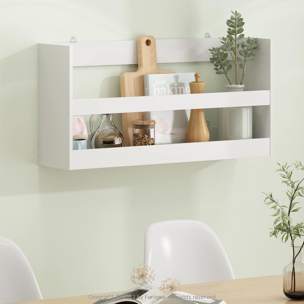 HERMITE Floating Nursery Book Shelves for Wall, White