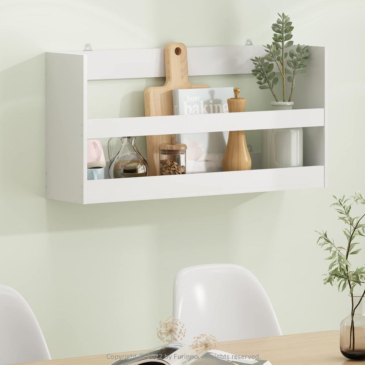 HERMITE Floating Nursery Book Shelves for Wall, White
