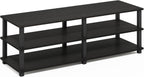TURN-S-TUBE Shoe Rack, 3-Tier Wide Shoe Organizer, Open Shelf Rectangular Shoe Storage Rack, 11.6 x 47.2 x 15.4, Toolless Assembly, for Closet Entryway, Office, Garage, Espresso
