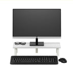 TURN-N-TUBE Monitor Stand Riser, 23.6" Wide Rectangle Monitor Riser, Laptop Stand for Desk, Office Desktop Accessories Organizers, Toolless Assembly, For Study Room, Dorm, White
