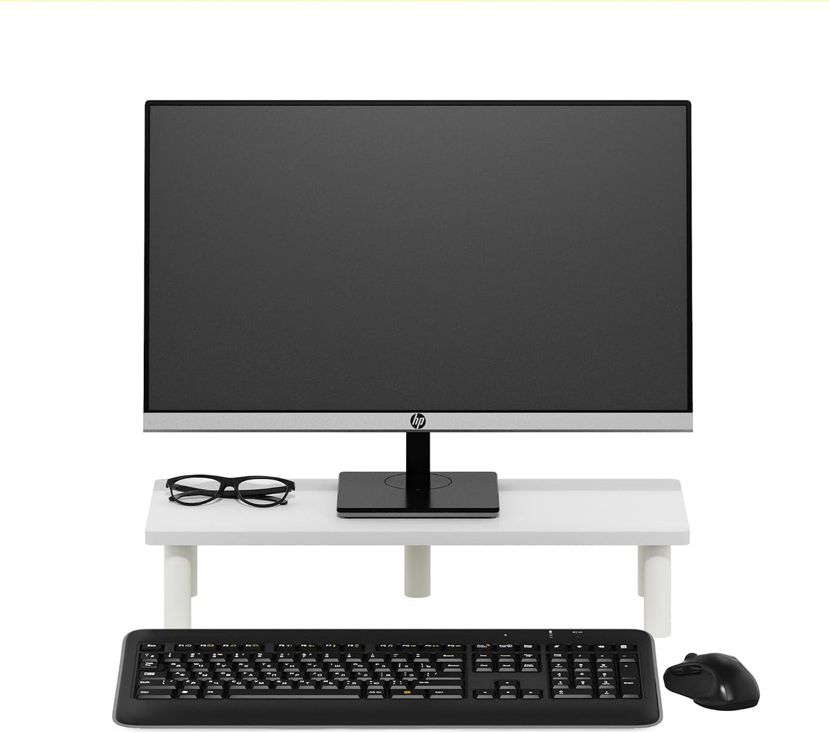 TURN-N-TUBE Monitor Stand Riser, 23.6" Wide Rectangle Monitor Riser, Laptop Stand for Desk, Office Desktop Accessories Organizers, Toolless Assembly, For Study Room, Dorm, White