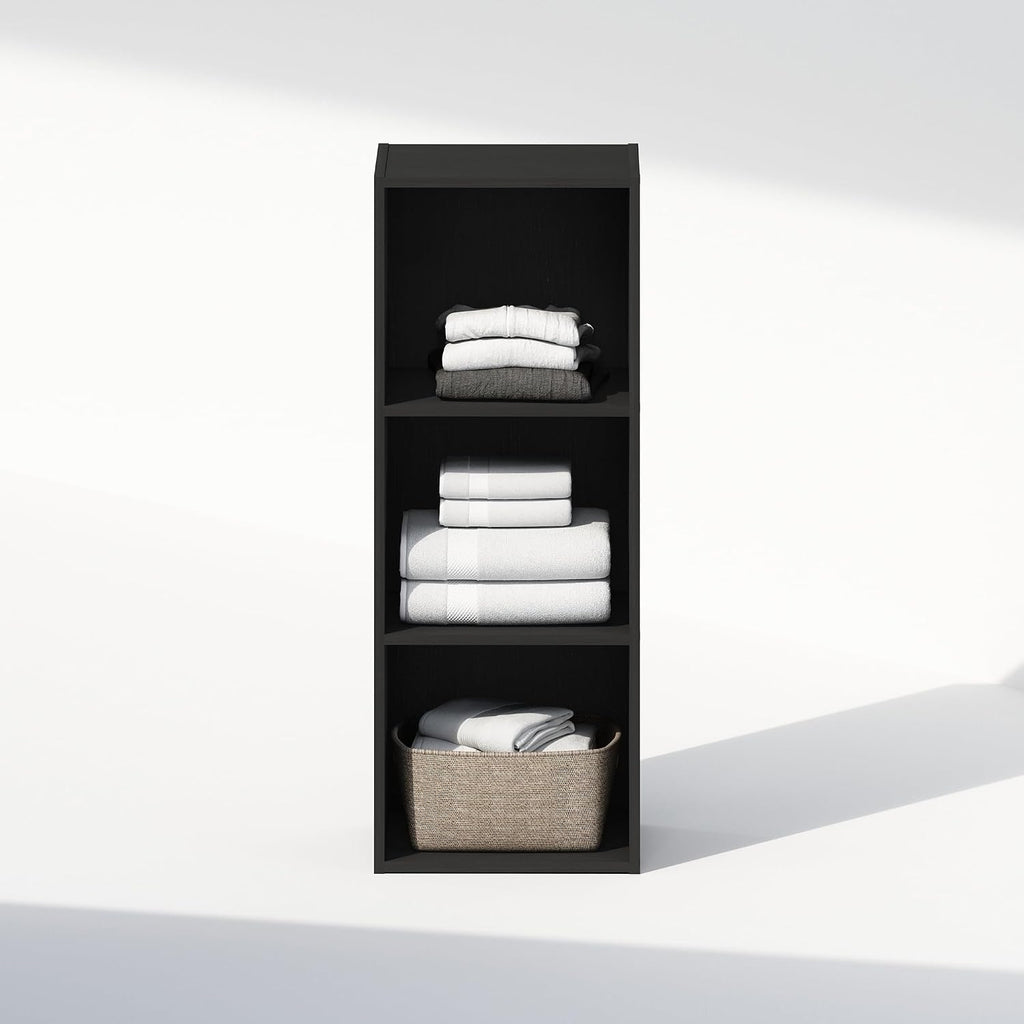 Reed Closet Organizers and Storage, 3-Tier Closet Organizer, Open Shelf Closet Storage, for Wardrobe, Bedroom, Living Room, Blackwood