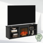 Jensen Fireplace TV Stand, NO Heat Decorative Electric Fireplace TV Stand for TV up to 70 Inch, with Closed Back Storage, for Living Room, Americano