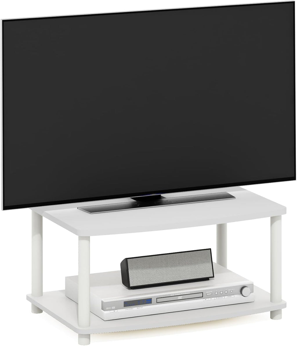 Turn-N-Tube TV Riser Stand, 2-Tier Small Elevated No Tools TV Stand, Console for TV up to 32 inch, 15.8 x 23.8 x 11, for Living Room, Bedroom, White