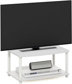 Turn-N-Tube TV Riser Stand, 2-Tier Small Elevated No Tools TV Stand, Console for TV up to 32 inch, 15.8 x 23.8 x 11, for Living Room, Bedroom, White