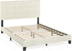 Laval Button Tufted Upholstered Platform Bed Frame, Queen, Linen