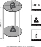 BESI Night Stand, 2-Tier Tall Round Nightstand, Metal Frame Narrow End Table with Open Shelf, Side Table, Bedside Table, for Bedroom, Closet, Dorm, White
