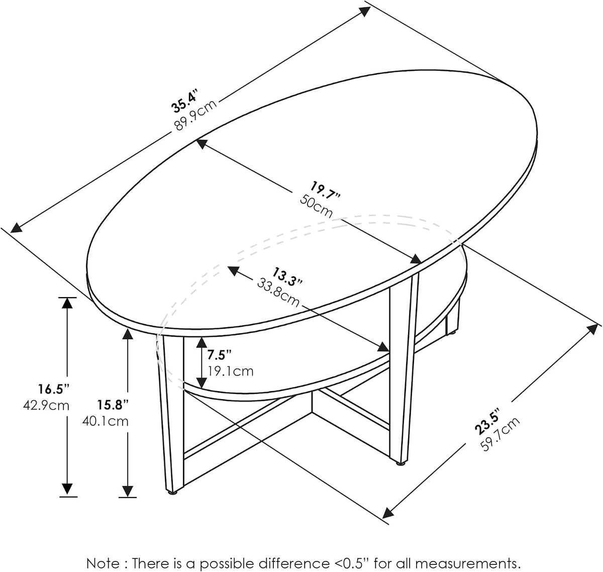 Oval Coffee Table, Walnut