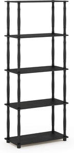Turn-N-Tube 5-Tier Multipurpose Shelf / Display Rack / Storage Shelf / Bookshelf, Classic Tubes, Americano/Black