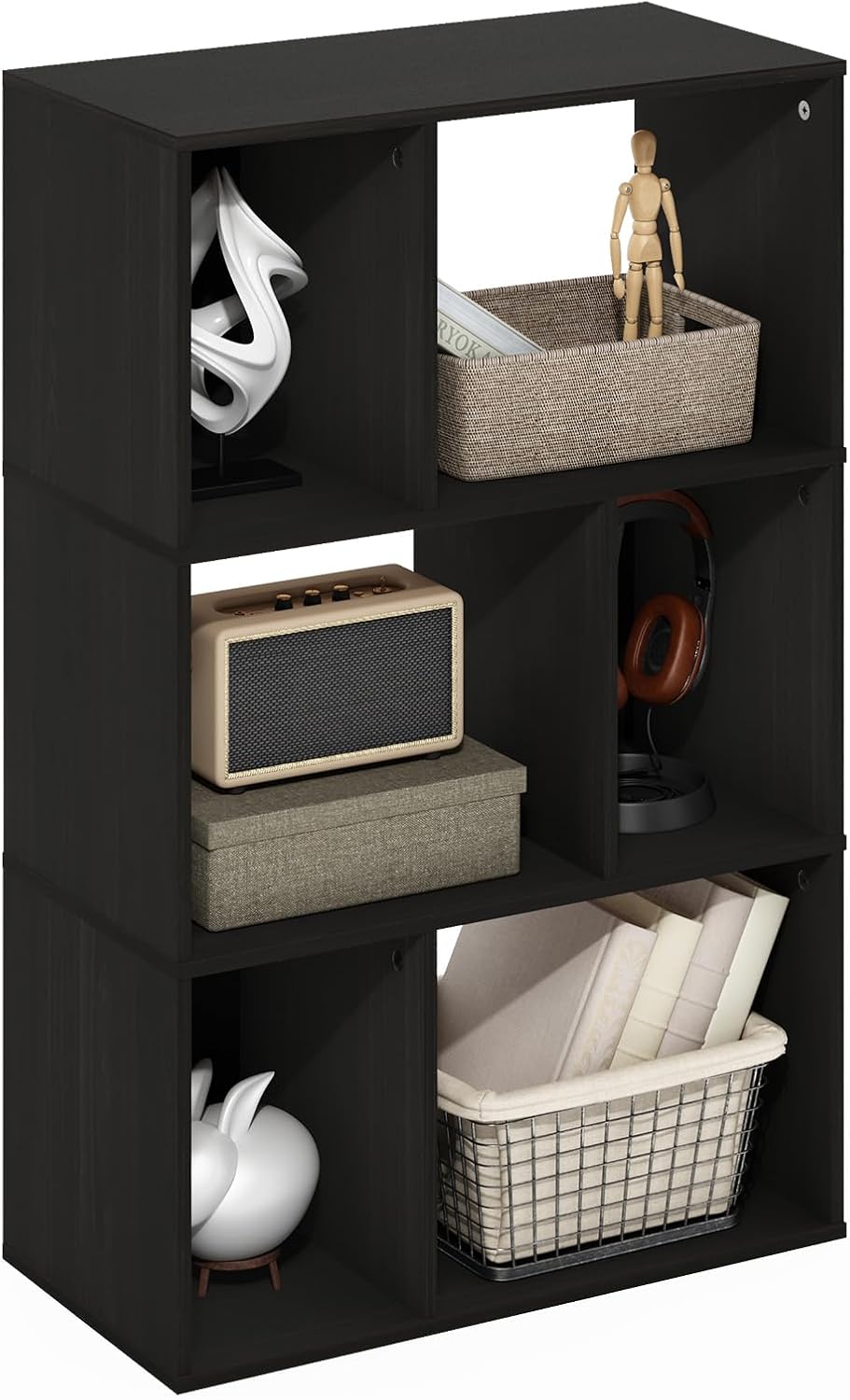 Daly 6-Cube Book Shelf, Bookshelf, Bookcase, Black Espresso