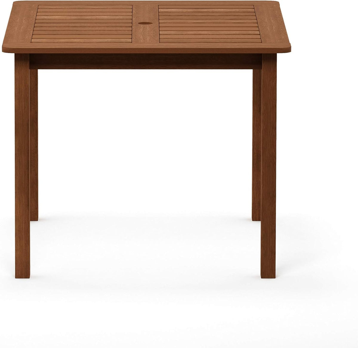 FG18006 Tioman Hardwood Patio Furniture Square Table with Umbrella Hole, Natural, 35.4"D x 35.4"W x 29.2"H