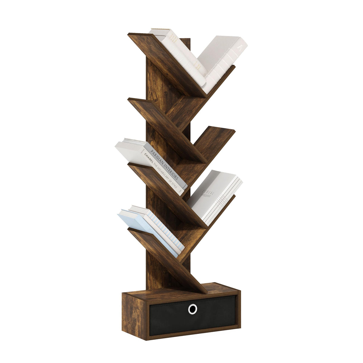 4-Tier Book Shelf, Open Shelves Bookshelf, Light Blue/White