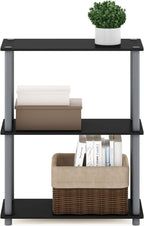 Turn-N-Tube Storage Shelves, 3-Tier Book Shelf, Corner Shelf, Toolless Open Shelves, for Organization and Storage, Living Room, Bedroom, Entryway, Laundry, Black