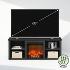 Jensen Fireplace TV Stand, NO Heat Decorative Electric Fireplace TV Stand for TV up to 60 Inch, with Open Storage, for Living Room, Americano