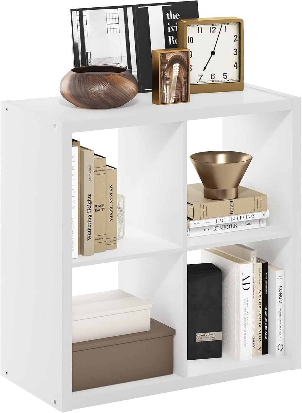 Cubicle Open Back Decorative Cube Storage Organizer, 4-Cube, White