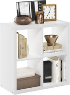 Cubicle Open Back Decorative Cube Storage Organizer, 4-Cube, White