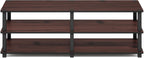 TURN-S-TUBE Shoe Rack, 3-Tier Wide Shoe Organizer, Open Shelf Rectangular Shoe Storage Rack, 11.6 x 47.2 x 15.4, Toolless Assembly, for Closet Entryway, Office, Garage, Dark Cherry