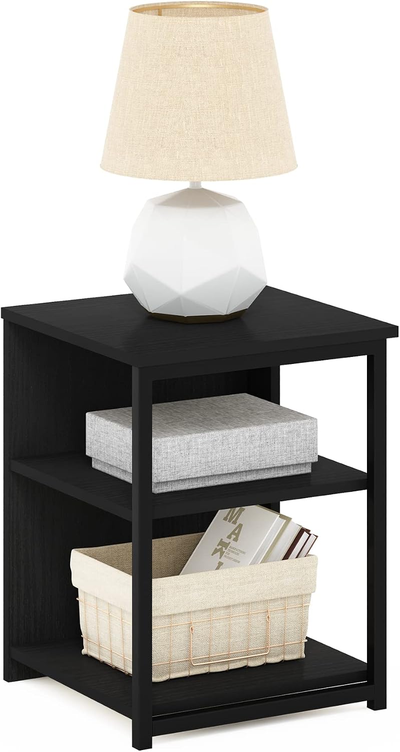 Camnus 3-Tier Metal Frame Side Table, Open Shelf, Dark Americano