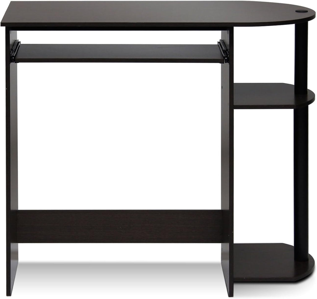 Simplistic Easy Assembly Computer Desk, With Keyboard Tray, Dark Brown/Black