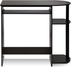 Simplistic Easy Assembly Computer Desk, With Keyboard Tray, Dark Brown/Black